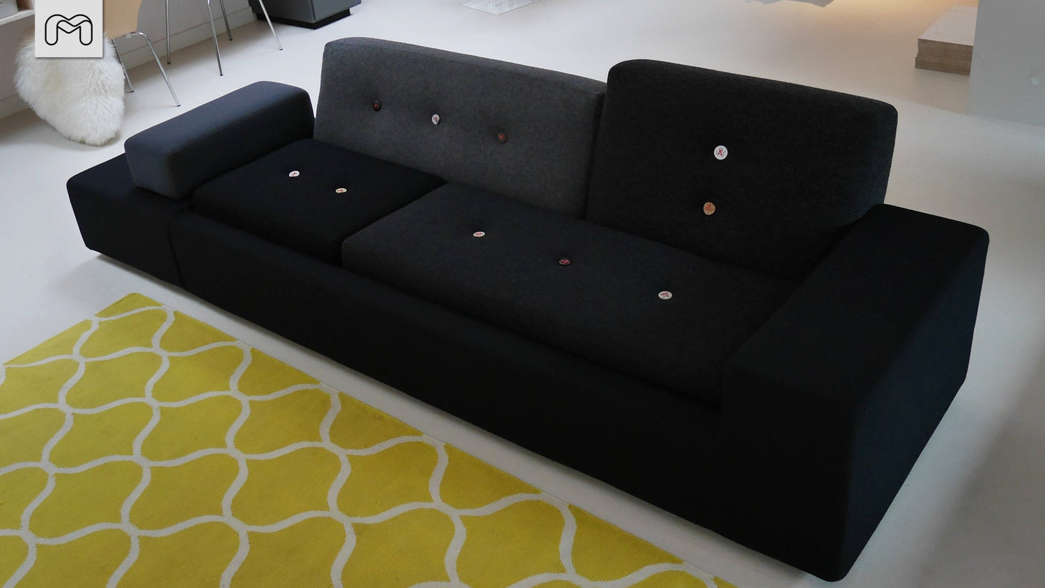 Vitra Polder Sofa XL – herstoffering in antraciete stofmix