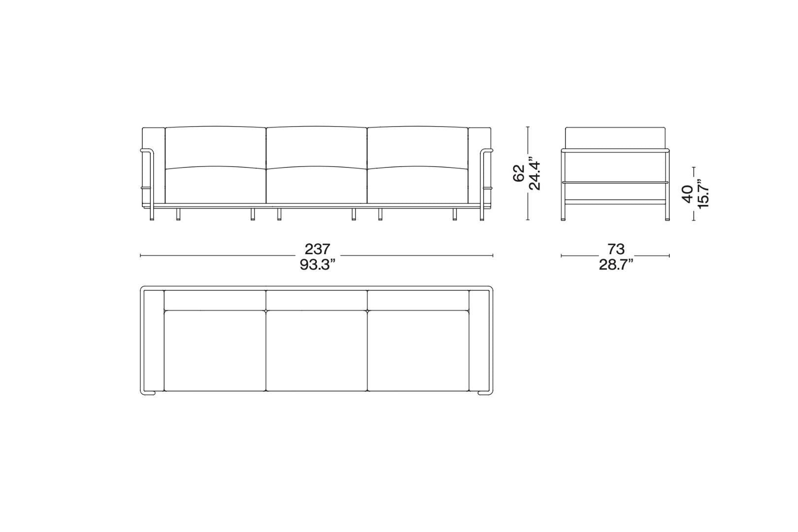 Cassina LC3 | complete set binnenkussens 3 zits