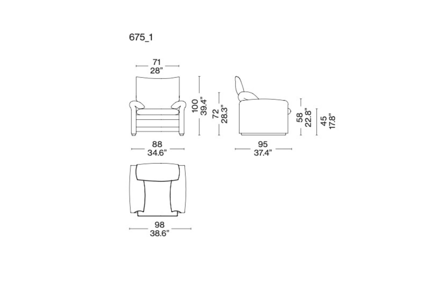 Cassina 675 Maralunga nieuw binnenkussen zitting