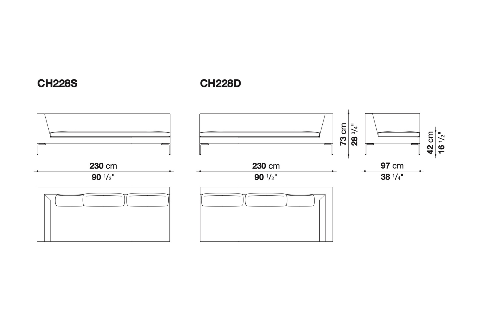 Inner cushion seat for B&B Italia Charles sofa