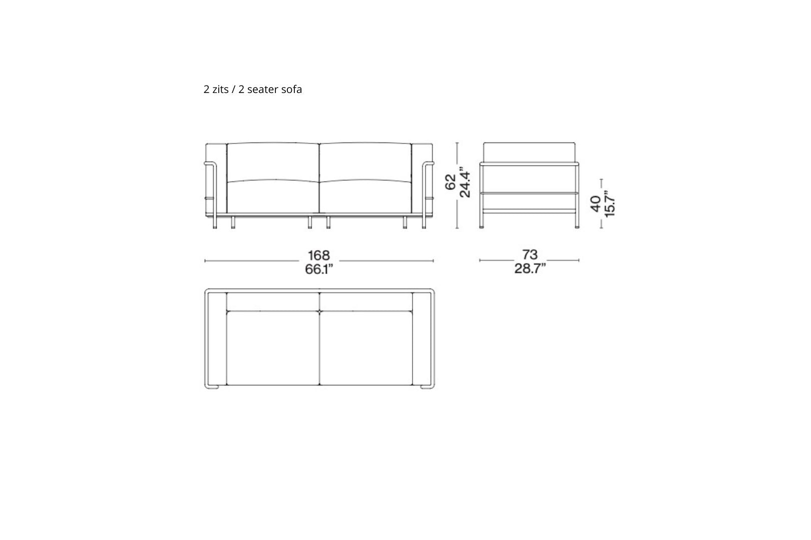 Set elastische riemen en haken voor de Cassina LC3