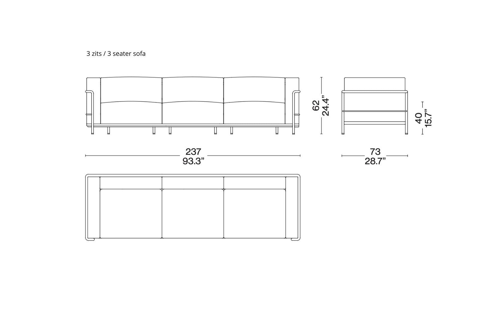 Set elastische riemen en haken voor de Cassina LC3