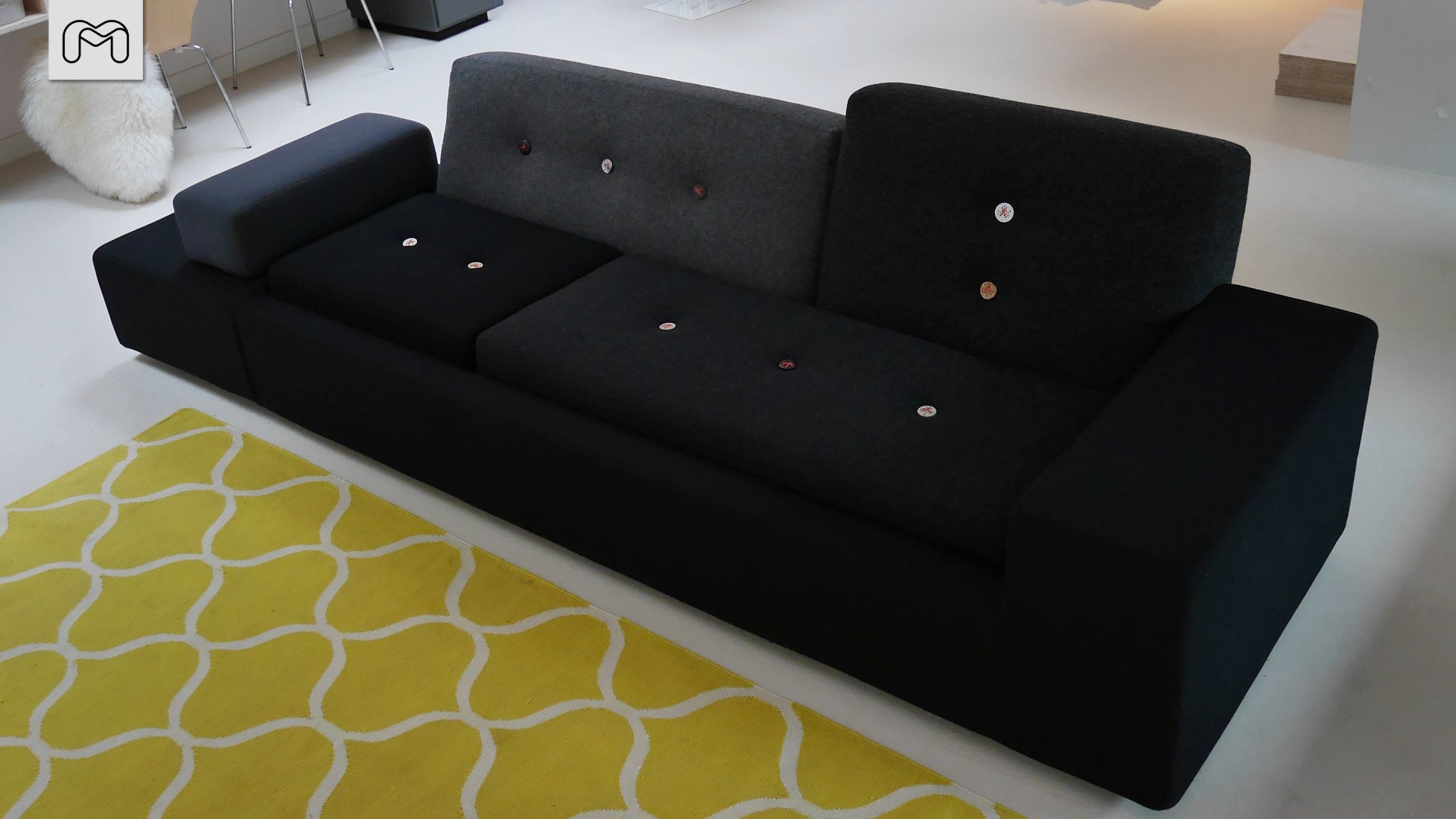 Vitra Polder Sofa XL van Hella Jongerius, eerste versie (2005) in stofmix #Antraciet