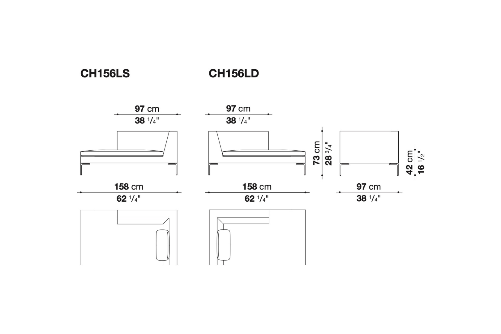 Inner cushion seat for B&B Italia Charles sofa