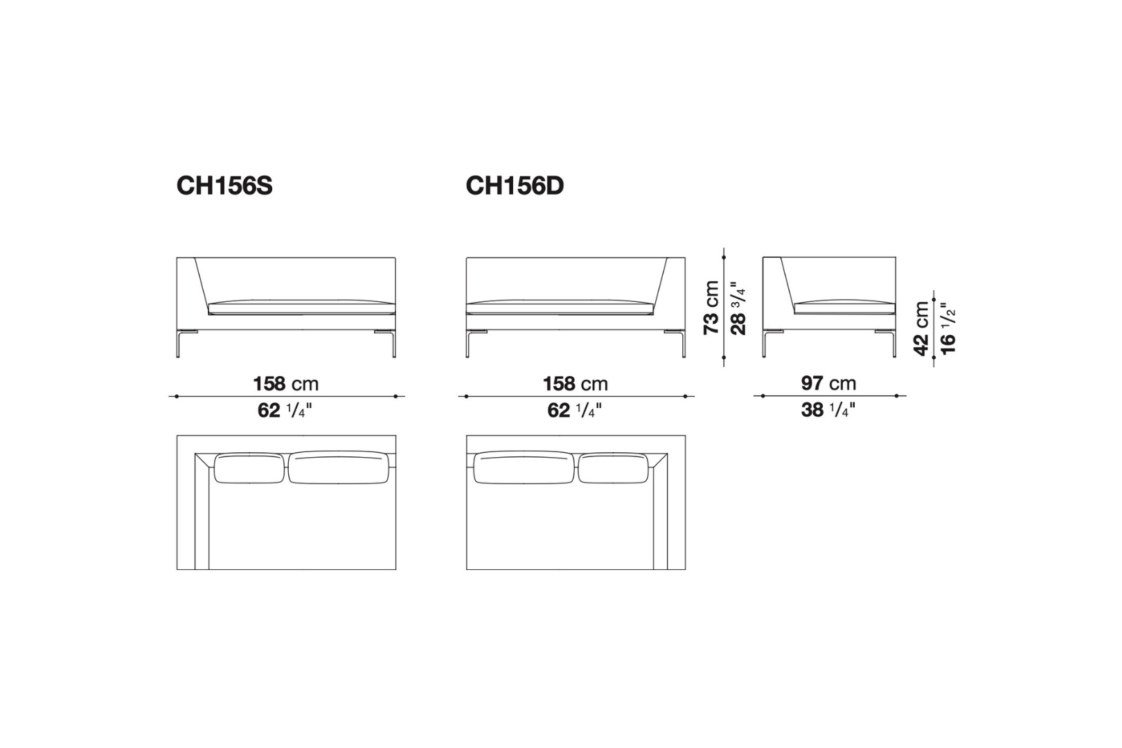 Inner cushion seat for B&B Italia Charles sofa
