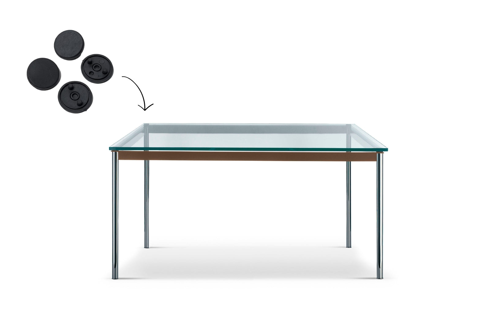 Cassina LC10 tafel rubber voor onder glasplaat
